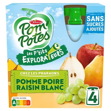 Pom'Potes compotes gourdes les p'tits explorateurs les pharaons 4x90g