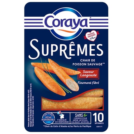 Coraya 10 bâtonnets suprêmes au goût de langouste 156g
