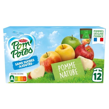 Pom'Potes compotes gourdes pomme nature 12x90g