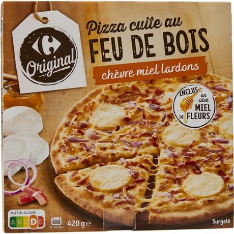 Carrefour original pizza chèvre miel cuite au feu de bois 420g