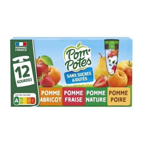 Pom'Potes compotes gourdes multivariétés sans sucre ajoutés 12x90g