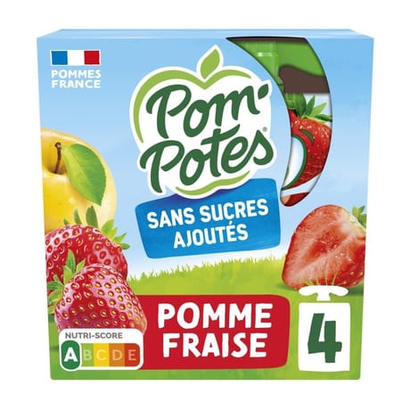 Pom'Potes compotes gourdes pomme fraise 4x90g