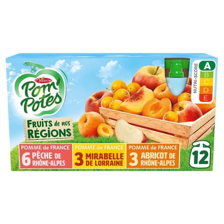 Pom'Potes compotes gourdes fruits de nos régions multivariétés 12x90g