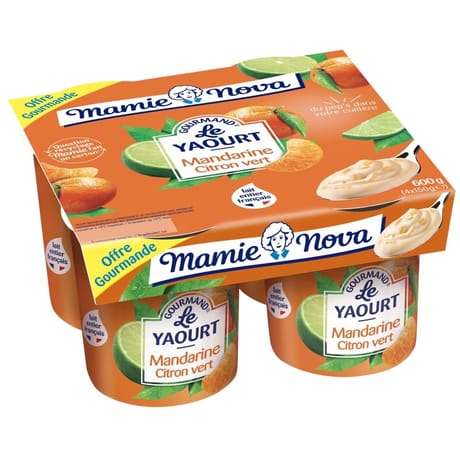 Mamie Nova yaourt gourmand mandarine citron vert 4x150g offre spéciale