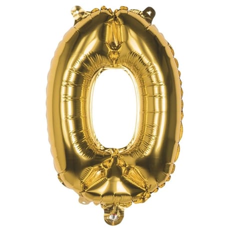 Ballon métallisé or chiffre 0 hauteur 36 cm