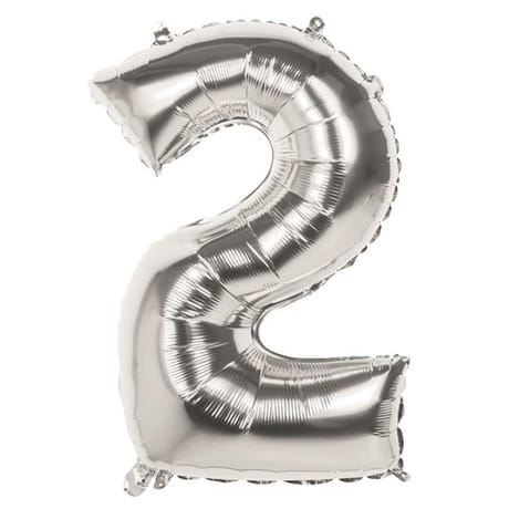 Ballon alu argent 86cm chiffre 2