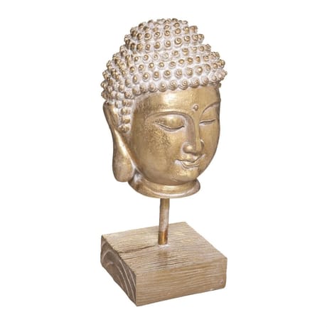 Tete bouddha dore sur socle 12x10xh23cm