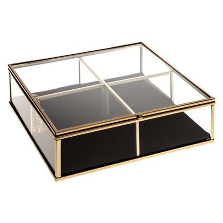 Boite bijoux verre et velours gold