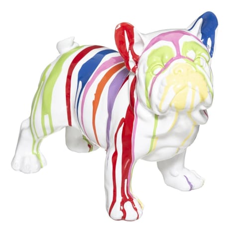 Chien résine "trash"34x18x26 blanc
