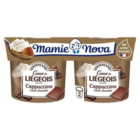 Mamie Nova liégeois dessert lacté capuccino sauce chocolat 2x120g