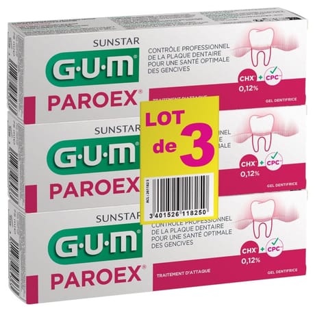 Gum dentifrice paroex lot de 3x75ml