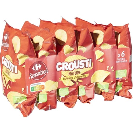 Carrefour sansation chips crousti nature 6x30g