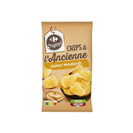 Carrefour original chips à l'ancienne saveur moutarde 150g