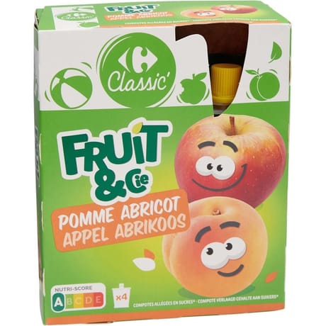Carrefour classic' compotes pomme abricot x4 - 360g