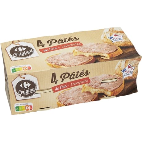 Carrefour original pâté de foie lot de 4x80g