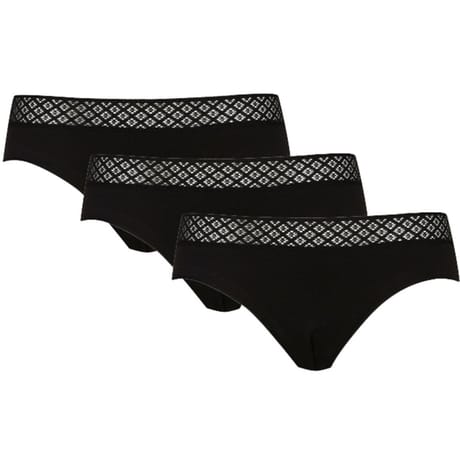 Lot de 3 slips ligne Trio Dentelle Coton Well NOIR 36/38