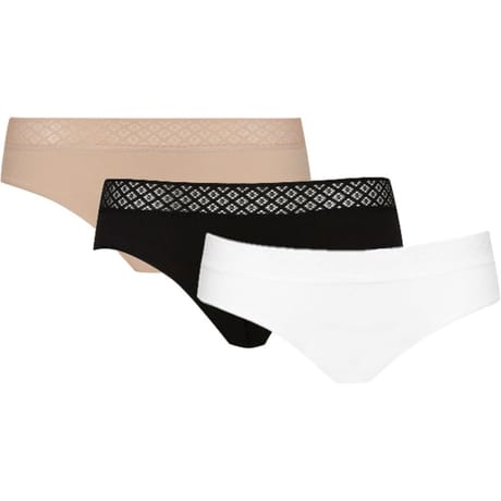 Lot de 3 slips ligne Trio Dentelle Coton Well NUDE/NOIR/BLANC 44/46