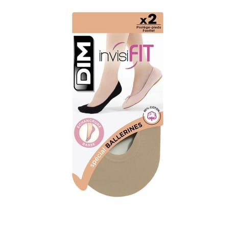 2 paires protège pieds échancrés spécial ballerine DIM NATUREL 39\42