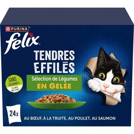Félix tendres éfilés en gelée selection mixte avec légumes 24x85g