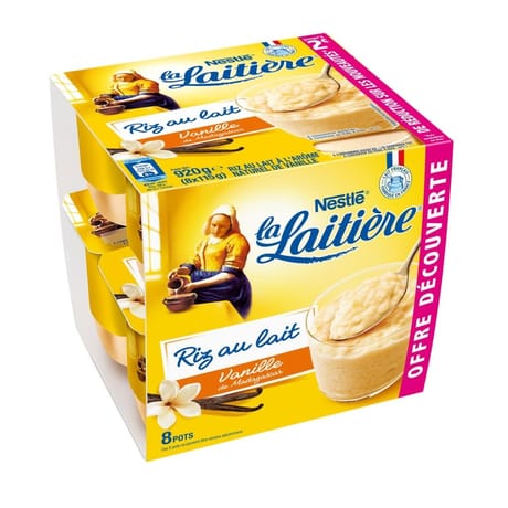 La Laitière Riz au lait vanille 8x115g offre découverte