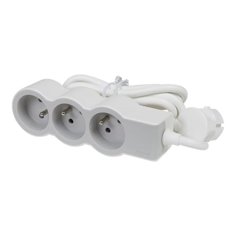 Bloc 3 prises standard 3 m blanc gris