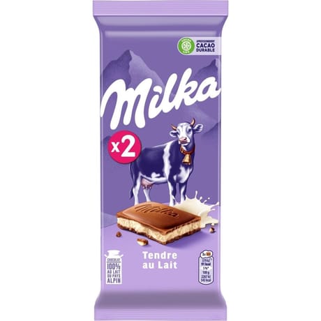 Milka tendre au lait 2x100-200g