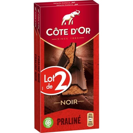 Côte d'or praliné fondant noir 2x200-400g