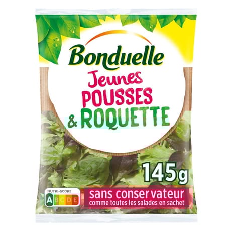 Bonduelle salade jeunes pousses & roquette sachet 145g