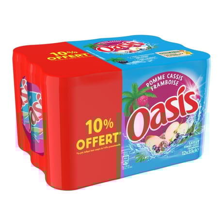 Oasis pomme cassis framboise 12x33cl 10% off