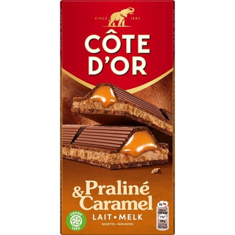 Cote d'or fourré épais lait praliné coeur coulant caramel 200g