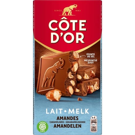 Côte d'or chocolat lait amandes caramélisées et pointe de sel 180g