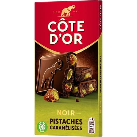 Côte d'or noir pistaches caramélisées 180g