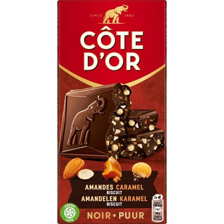 Cote d'or ultra gourmand noir amandes caramel biscuit 170g