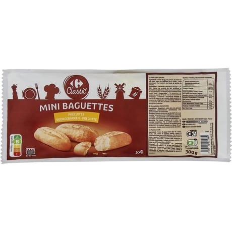 Carrefour Classic' mini baguettes x4 300g