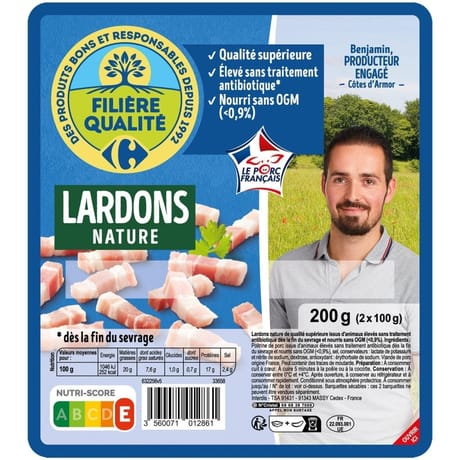 Carrefour extra lardons nature 2x100g