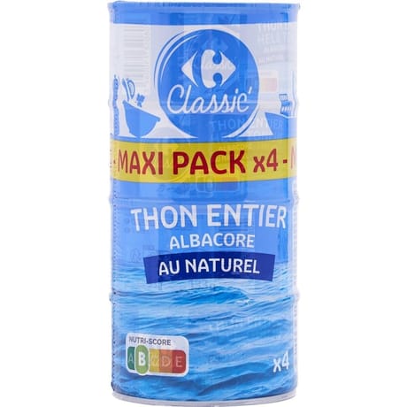 Carrefour classic' thon albacore entier naturel lot 4x93g