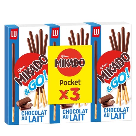Mikado pocket chocolat lait lot de 3 soit 117g