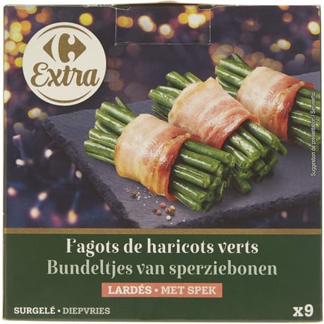 Carrefour extra fagots de haricots verts lardés 405g
