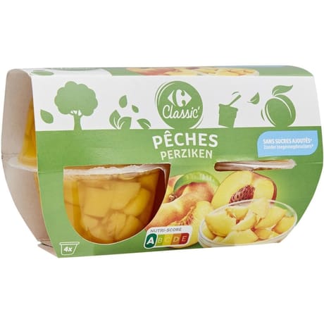 Carrefour classic' fruits au sirop pêches sans sucres ajoutés 4x70g