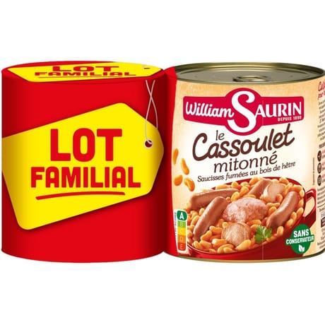 William Saurin cassoulet 840g x2 lot familial