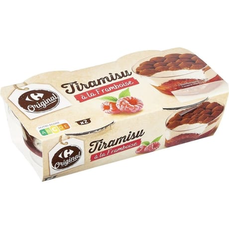 Carrefour original tiramisu à la framboise 2x100g