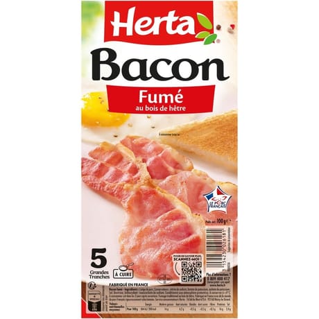 Herta bacon fumé 5 tranches 100 g
