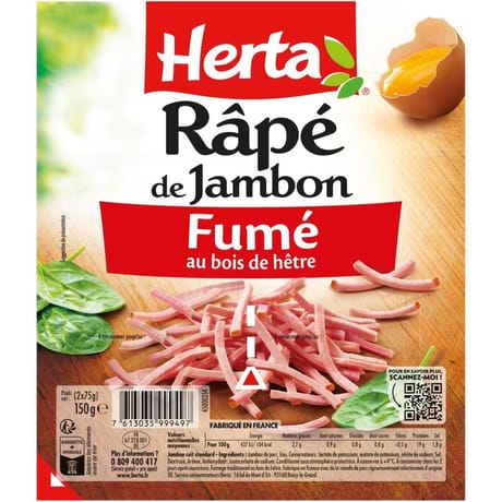Herta râpé de jambon fumé au bois de hêtre 150g
