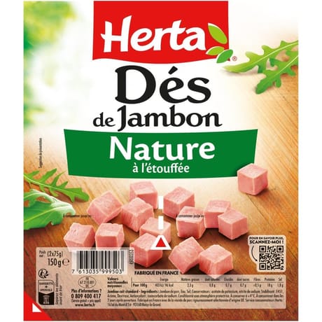 Herta dés de jambon barquette sécable 2x75g
