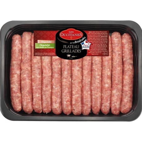 Plateau chipolata /chipolata herbes x12 600g Les brasérades