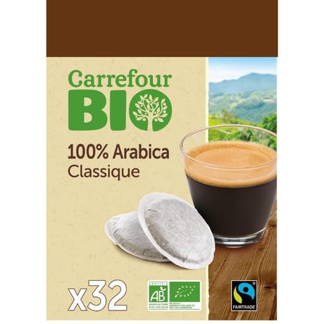 Carrefour bio café dosettes compatibles senseo classique bio x32 - 224g