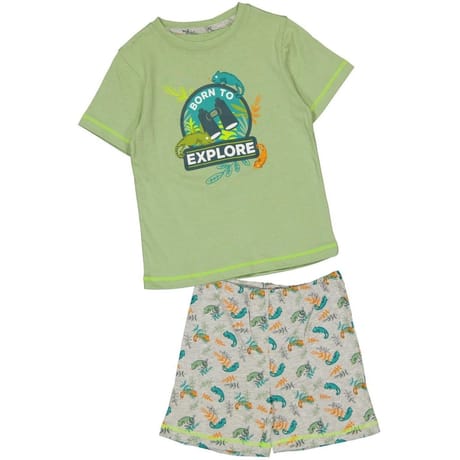 Pyjashort garçon KAKI/GRIS CHINE AOP 8 ANS