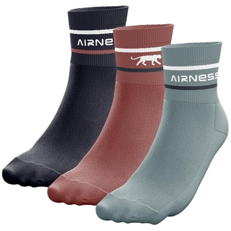 3 paires de socquettes semelle bouclette homme AIRNESS NOIR/BRIQUE/AMANDE T39/42