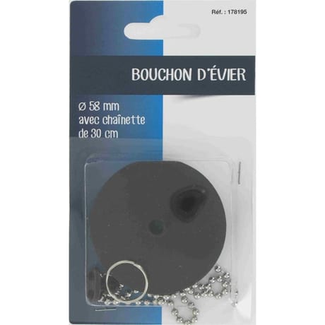 Bouchon d'évier 58 cm avec chainette 30cm