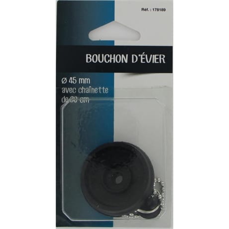 Bouchon évier 45mm avec chaine 30 cm